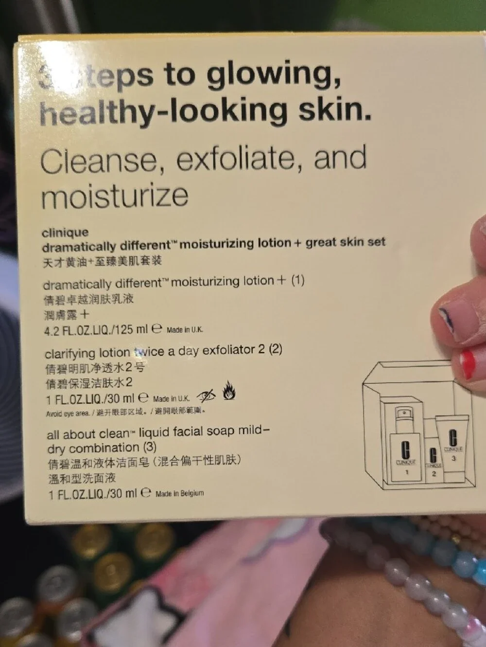 Clinique Trio Set in Yellow, Lavender, Mint